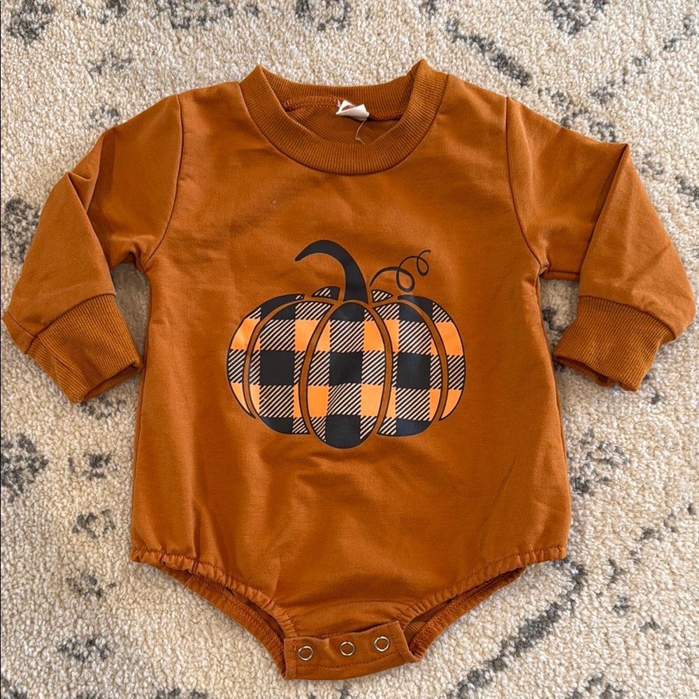 Orange Pumpkin Baby Onesie